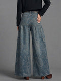 Retro Paisley-print Wide-leg Jeans