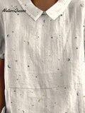 Women's Lovely Little Stars Moons Art Print Casual Cotton And Linen Shirt