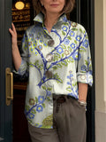 Women's Colorful Flowers Print Shirt