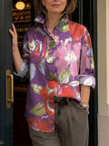 Women's Colorful Flowers Print Shirt