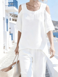 Women's Casual Off-The-Shoulder Short-Sleeved Suit Set