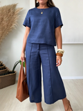 Minimalist & Cozy Cotton-linen Two-piece Set