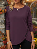 Women's Casual Irregular Hem Button Sweatshirt Top