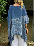 Women's Retro Floral Art Print Casual Cotton Long Shirt