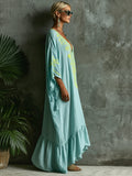 Bohemian-Print Loose and Cozy Linen-Cotton Dress