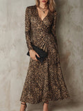 Stylish And Comfortable Leopard Print Slim-fit Wrap Dress