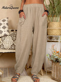 Casual Plain Loose Cotton Harem Pants