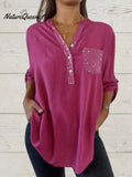 Women's Casual Sequin Patchwork Shirt