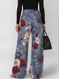 Women's Retro-print High-waisted Wide-leg Jeans