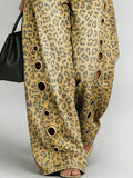 Women's Vintage Leopard Print Casual Fashion Cutout Jeans