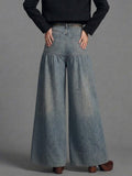 Retro Striped Print Wide-leg Jeans