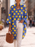 Brushstroke Polka Dot Cotton-linen Vest & Cardigan Two-piece Set