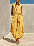 Women's Minimalist Cotton And Linen Set With A Designer Feel