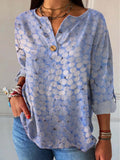 Women's Abstract Art Pattern Print Casual Cotton Linen Shirt