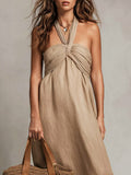 Women's Strap Sleeveless Art Casual Stylish Comfortable Cotton Linen Dress