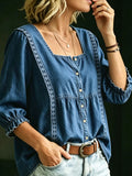 Women's U-neck Cardigan Denim Shirt