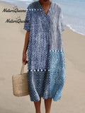 Women's Retro Polka Dot Art Print Casual Cotton And Linen Shirt